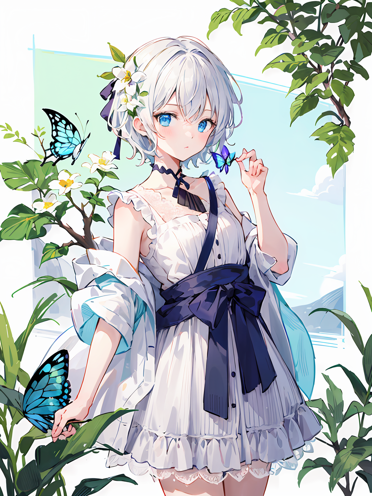 00550-1413755254-super fine illustration,masterpiece,best quality,1girl,yanhe,flower,short hair,white hair,_lora_yanhe-000006_1_,flower,butterfly.png